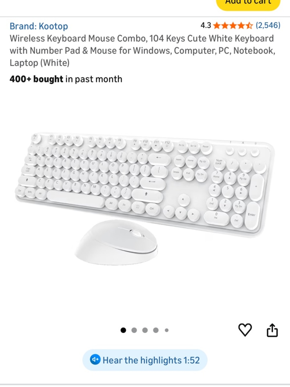 White Wireless Keyboard and Mouse Set - Picture 3 of 3
